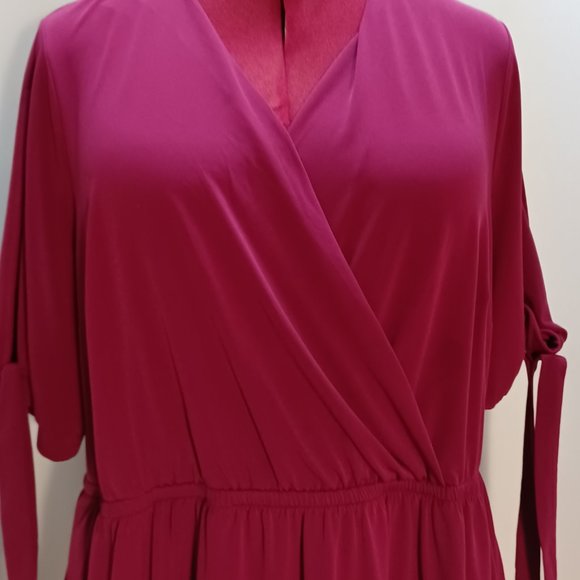 Dress women's plus size dark pink dress - Picture 3 of 7